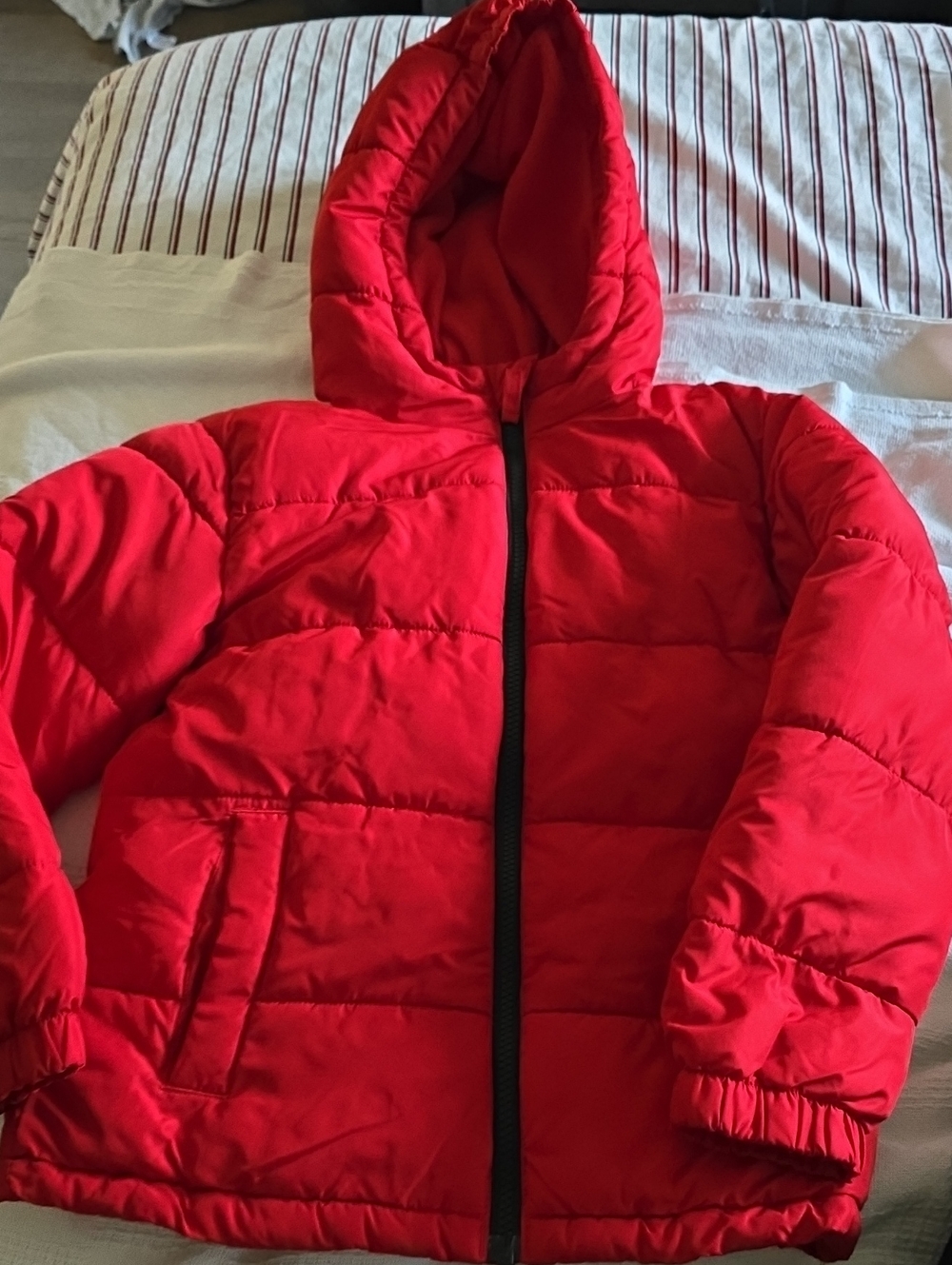 Swiss Tech Bright Red Hooded Puffer Jacket for Kids